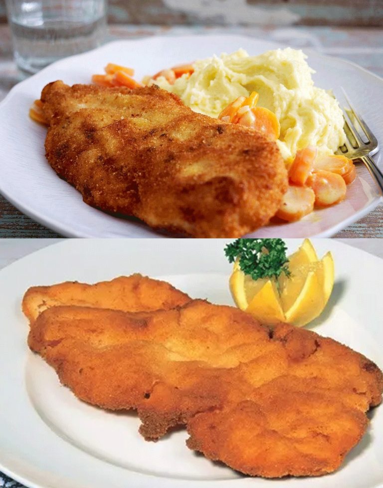 Wiener Schnitzel mit Sahnemöhren und Kartoffelpüree