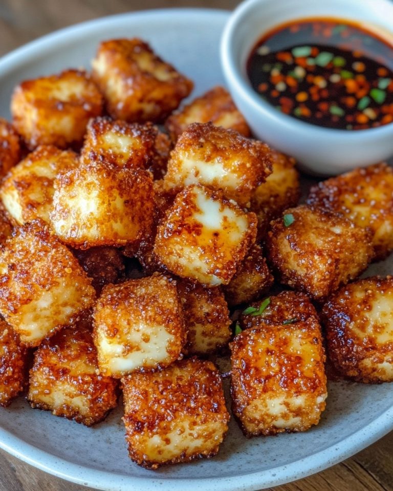 Słodko-Ostre Kąski z Halloumi: Chrupiące Kostki w Glazurze Chili i Miodu