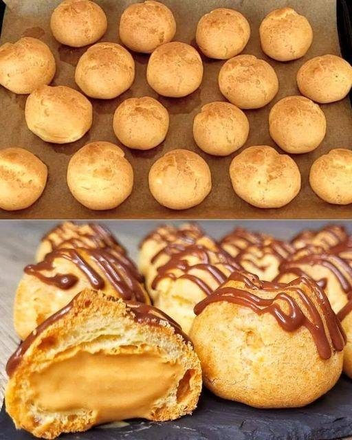 Ciastka parzone z kremowym nadzieniem karmelowym
