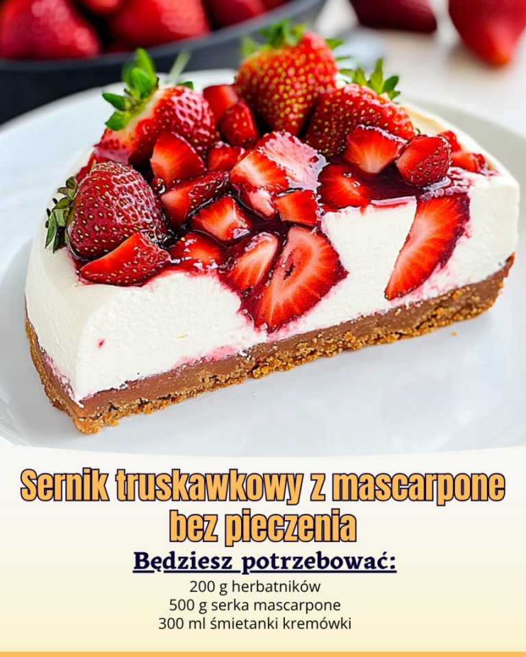 Sernik truskawkowy z mascarpone bez pieczenia