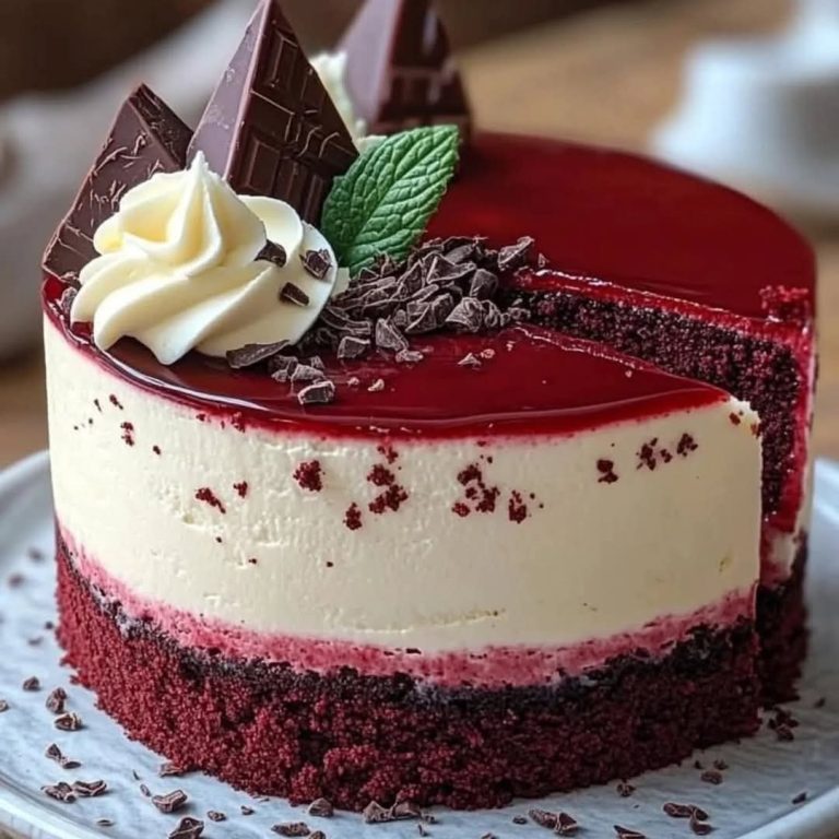 „Red Velvet White – Elegancki sernik czekoladowy z białą czekoladą”