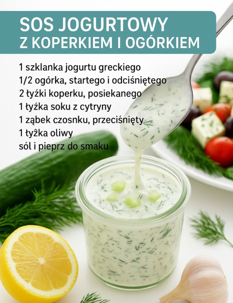 Sos jogurtowy z koperkiem i ogórkiem Do sałatek ale i także do mięs