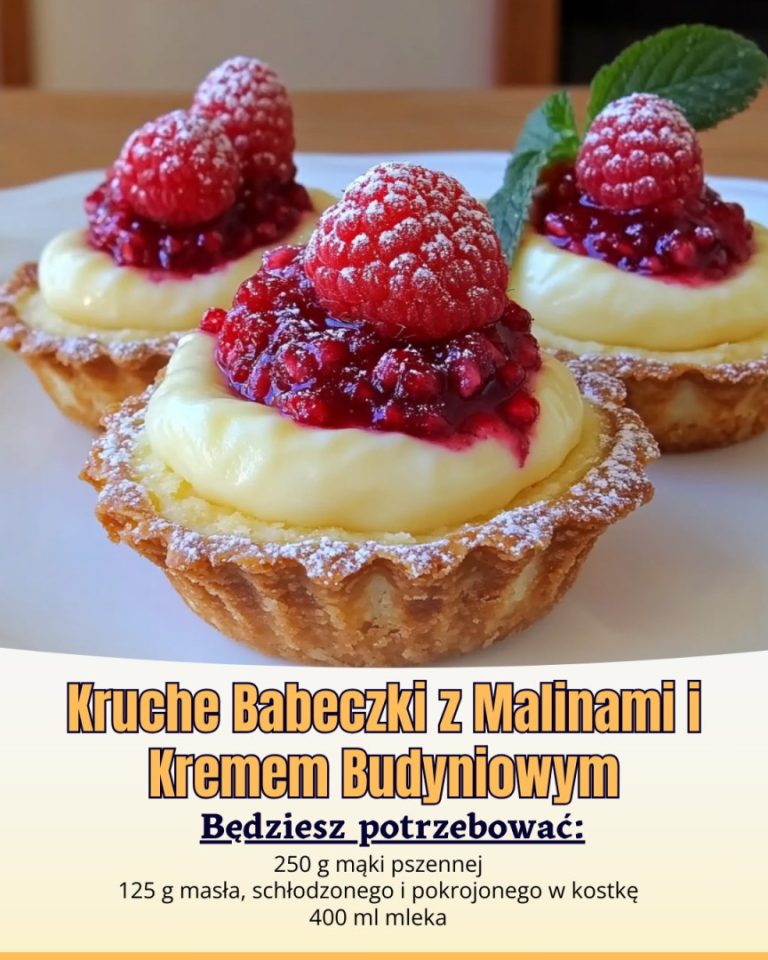 Kruche Babeczki z Malinami i Kremem Budyniowym