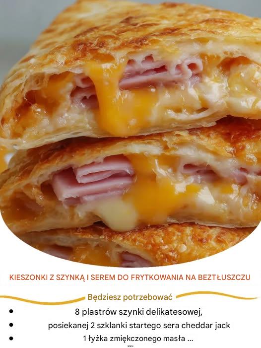 Kieszonki z szynką i serem smażone na powietrzu