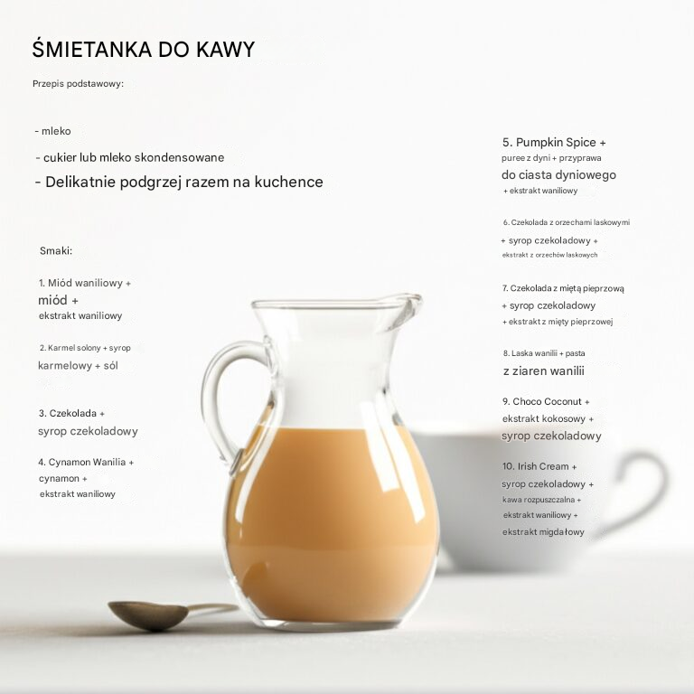 Domowy aromatyzowany krem ​​do kawy w 20 różnych smakach